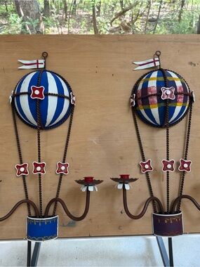 French wire balloon sconces in process of being antiqued.